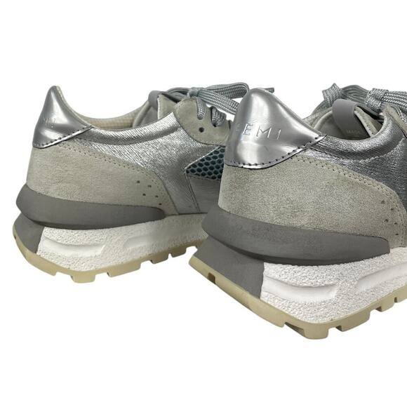 M. Gemi The Storia Sneaker Gray & Silver Size 6 Mixed Media Sporty Casual - Picture 5 of 13